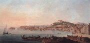 unknow artist Naples,a view of the bay from the marinella looking towards the molo and the castel dell ovo oil painting